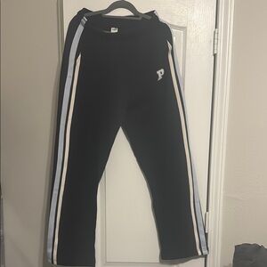 Kids Black Track Pants with White Stripes